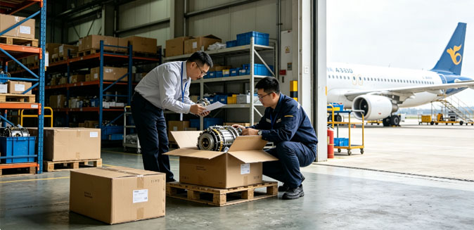 航材工程师核对 A320 飞机件号资料，航材单证与适航文件检查实拍
